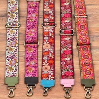 Nouveau cuir suédé véritable Banjara sac sangle brodé bandoulière sac à main sangle Floral Boho remplacement guitare sangle pour femmes