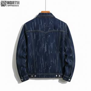 2025 nouveauté hiver mode Streetwear Denim veste de haute qualité conception personnalisée hommes déchiré bouton avant Denim veste - Product Image 2