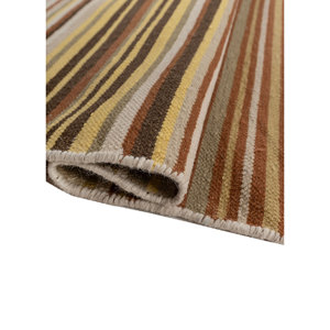 Indusbar Ivory Flat Weaves <b>Wool</b> Handmade Rugs Striped/Abstract Rectangle Hallway for Teen High for Living Bedroom-ADWL-13092 - Product Image 2