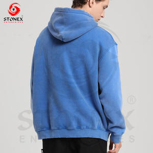 Sudadera desgastada con agujeros rasgados vintage lavado ácido en blanco de peso pesado de color personalizado para hombres - Product Image 6