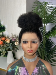 Perruque afro bouclée en dentelle 360, sans colle, cheveux humains, haute densité, <span class=keywords><strong>prix</strong></span> de gros, vente chaude - Product Image 2