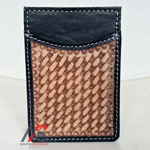 กระเป๋าสตางค์ขนาดเล็กทำจากหนังวัวที่ใส่บัตร RFID แบบถือด้วยมือแบบตะวันตกสุดหรูเคสใส่บัตรแบบพกพาแบบบางสำหรับทุกเพศ - Product Image 1