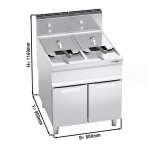 Friteuse à gaz double cuve autoportante - 20+20 litres - 35kW - Manuelle - avec robinet de vidange - Product Image 2