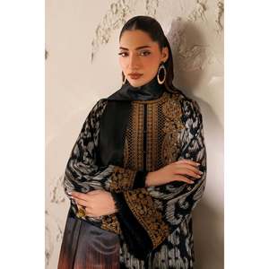 Tissu en satin de soie viscose brodé UF-4289 - Product Image 5