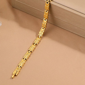 Waterproof Anti Tarnished Stainless Steel Fashion <b>Bracelet</b> & <b>Bangle</b> 14K 18K Gold Plated Magnetic Gold Nugget <b>Bracelet</b> For Women - Product Image 5