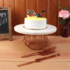 Top Sale <b>Marble</b> Top with Metal Base <b>Cake</b> <b>Stand</b> For Wedding Restaurant Hotel in Best Price - Product Image 2