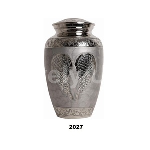 Urna de alas angulares plateadas grabadas, urna funeraria de cremación de latón para cenizas humanas, urna decorativa para hombre y mujer con bolsa gratis - Product Image 1