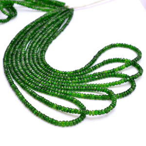 ลูกปัดโครมไดโอไซด์ AAA+ ขนาด 3 มม.-4 มม. ทรงรอนเดลเหลี่ยมเพชรพลอย สีเขียวโครมไดโอไซด์ธรรมชาติ อัญมณีกึ่งมีค่า สำหรับทำเครื่องประดับ - Product Image 5