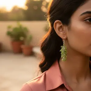 "925 Silver <b>Peridot</b> Green Gemstone Drop <b>Earrings</b> for Women" - Product Image 2