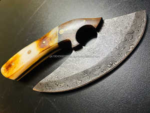 Cuchillo cortador de Pizza de plata ecológico multiusos tradicional de acero inoxidable de Damasco con Funda de cuero - Product Image 4