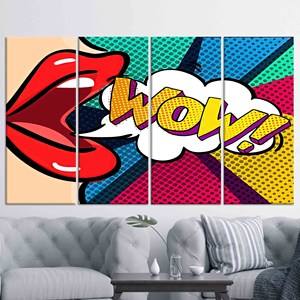 Impresión en lienzo de mujer estilo Pop Art: decoración de pared de vidrio templado colorido, JUEGO DE 4 LIEÑOS - Product Image 1