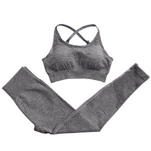 Nuevo Conjunto Deportivo de Yoga para Mujer, Sin Costuras, de 2 Piezas, Transpirable, en Spandex/Poliéster, con Logotipo Personalizado, Servicio OEM/ODM, Venta al Por Mayor - Product Image 4