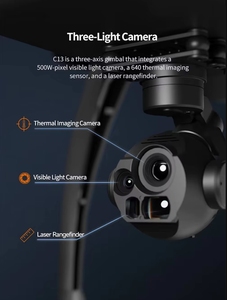 Caméra aérienne PTZ Skydroid C13 avec suivi IA, zoom optique numérique 30x, imagerie thermique infrarouge, triple éclairage et télémètre laser - Product Image 5