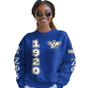 Sudadera con Cuello Redondo Zeta Phi Beta para Mujer, Hermandad Griega 1920, Azul, Bordada - Product Image 4