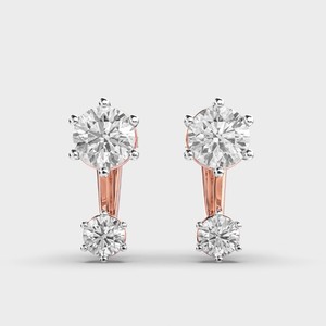 IGI Certified Lab Grown Diamond <b>Drop</b> Stud Earrings 14K Rose / Yellow / White Gold Round Brilliant Diamond Designer Earrings - Product Image 1