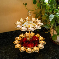 Vente en gros de bols décoratifs en fer doré faits à la main, à double étage, avec découpe florale, ensemble de bols de luxe pour la décoration de table à la maison, MOON STAR EXPORTS