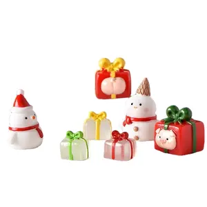 New Christmas gift box Snowman micro landscape decoration resin accessory miniature figurines ornament for fairy garden