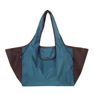 Bolsos de Sillín Plegables Ecológicos para Mujer, Portátiles, Ligeros, de Gran Capacidad, de Doble Uso, con Bloques de Color Laterales - Product Image 4