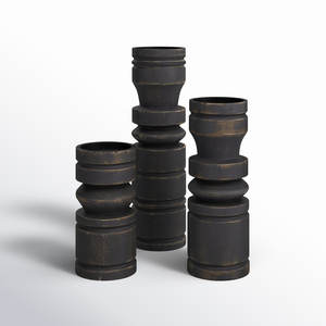 Bougeoir en bois de manguier de la meilleure qualité en finition rustique noire pour la décoration de la maison Bougeoir en bois de haute qualité - Product Image 1