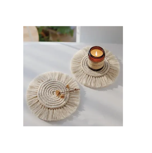 Modern Theme Hot Selling Handmade Cotton Macrame Potholder Fringe Macrame Candle Coaster Woven Placemat for Kitchenware - Product Image 6