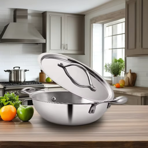 Batterie de cuisine en acier inoxydable Triply Kadai avec couvercle en acier inoxydable à 3 couches - Product Image 1