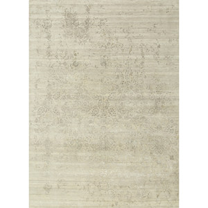 Alfombra de Lana y Seda de Bambú Anudada a Mano con Diseño Floral del Lejano Oriente, Gris y Negro-Srb(774) para Uso Doméstico - Product Image 1