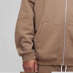 Top Vente Brun Surdimensionné WRLDWD Zip Through Hommes Hoodies Satin Applique Streetwear Mode Personnalisé Fabricant Hoodies Hommes - Product Image 6