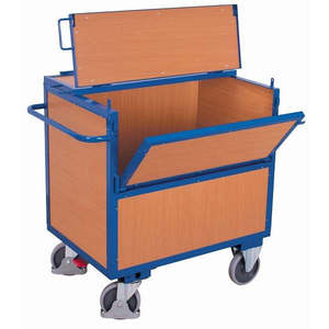 Chariot en bois Variofit avec une capacité de charge de 500 kg, couvercle soudé solidement et pneus en caoutchouc, organisateur de bureau - Product Image 1