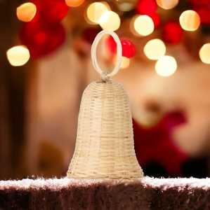 Rotin naturel Noël Jingle Bell suspendus ornements Vintage cloche en osier pour arbres de Noël pépinière chambre décor - Product Image 3