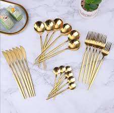 Abordable Brass Royal Comestible 24pcs Couverts Sets Dernier acier inoxydable avec emballage Boîte cadeau Ustensiles de cuisine - Product Image 4