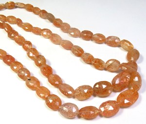 Cuentas facetadas de piedra solar naranja de 8-15mm de alta calidad 17 \ "hebra de piedra solar Natural gemas de corte ovalado piedras preciosas sueltas para joyería africana - Product Image 5
