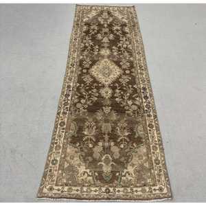 Tapis de couloir vintage 3x8,6 pi (91x263 cm), tapis persan turc brun - Product Image 1