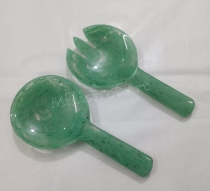 Juego de servidor de ensalada de resina de 7 pulgadas moderno, hecho a mano, servidores multifuncionales, cuchara, tenedor para fiestas, restaurantes - Product Image 1