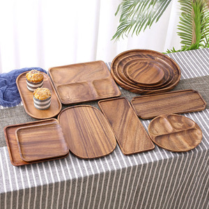 Platos al por mayor, bandeja de servicio de madera personalizada, plato de madera para café, aperitivos, frutas, té, pasteles, bandeja de exhibición para el hogar - Product Image 1
