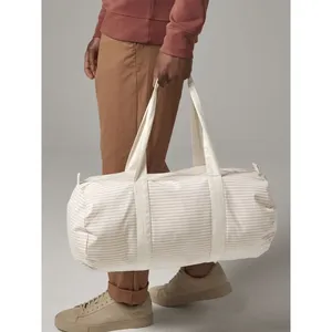 Bolsa de Lona a Rayas de Algodón Orgánico Sostenible, Bolsa Promocional para Comerciales Ecológicos - Product Image 5
