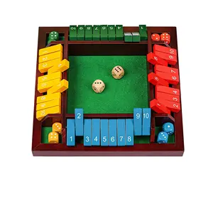 Shut The Box Dice Game Wooden Board Math Number Game Family Pub Bar 1-4 Players with 10 Colored Dice for Adults Kids 3 4 5