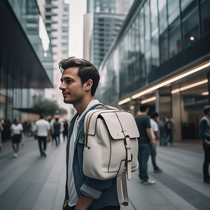 กระเป๋าเป้สะพายหลังหนังสีขาวกระเป๋าธุรกิจกระเป๋าแล็ปท็อปสำหรับผู้ชายกลางแจ้งหนังแฟชั่นกระเป๋าลำลอง - Product Image 4