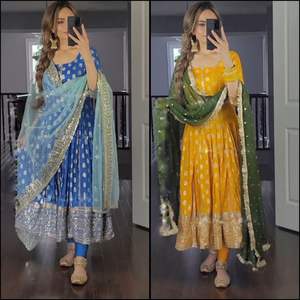 Lanzamiento de vestido de trabajo de secuencia de bordado pesado completo con parte inferior completamente cosida y vestido Dupatta - Product Image 3