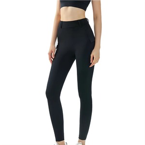 Pantalon de yoga taille haute pour femmes personnalisé en gros polyester doux Gym Fitness Leggings poche à cordon sans couture Sexy grande taille - Product Image 2