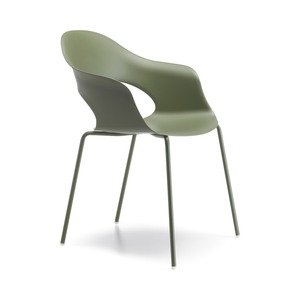 Stackable Armchair Certified Recycled Polymer <b>Shell</b> Painted Metal 4-Leg Frame Indoor Outdoor Restaurant Cafe <b>Chair</b> Made in Italy - Product Image 2
