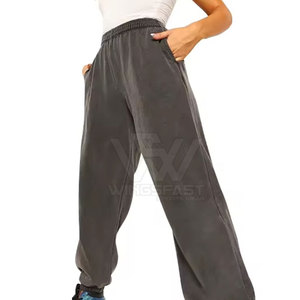 Pantalones de lavado ácido para mujer, pantalones hechos de algodón, pantalones de lavado ácido de calidad superior para mujer - Product Image 1