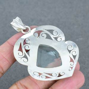 925 <b>Silver</b> Plated <b>Pendant</b> Attractive Blue Quartz Stylish Trendy Brass Stone Jewelry <b>Silver</b> Plated <b>for</b> Women & <b>Men</b> At Best Price - Product Image 2