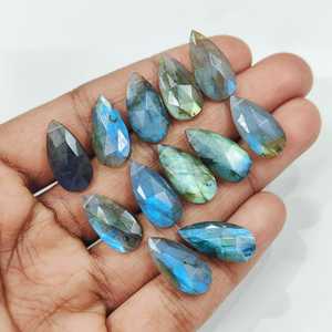 Lote de cuentas de corte de rosa de labradorita Premium, 10 piezas, piedras preciosas de 21x11 MM de Corte Lateral llamativo múltiple para hacer joyas, regalo para ella - Product Image 1