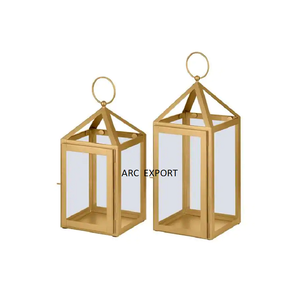 Attractive Design Golden Metal Lanterns Made of Stainless Steel Lantern With Glass for Home <b>Garden</b> Indoor and Outdoor Usage - Product Image 6