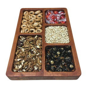 Plateau de service en bois naturel de qualité supérieure, motif floral et solide fabriqué à la main pour fruits secs, noix, fournitures de restaurant - Product Image 3