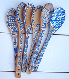 Cuchara de madera Logotipo personalizado Diseñador impreso Mango de madera Cucharas de cocina Cuchara de madera Grado alimenticio - Product Image 3