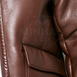 Veste en cuir de mouton véritable Veste chaude d'hiver pour hommes faite à la main - Product Image 6