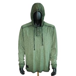 Wholesale Custom Embroidery 1 4 Button Kangaroo Pocket 300gsm 450gsm <b>Green</b> Fleece Heavyweight Blank <b>Hoodie</b> - Product Image 1