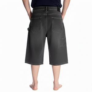 Shorts Vaqueros Grises de Alta Calidad para Hombre, hasta la Rodilla, Corte Holgado, Estilo Capri, con Detalle de Presilla para Herramientas, Disponibles para Pedidos al por Mayor - Product Image 5