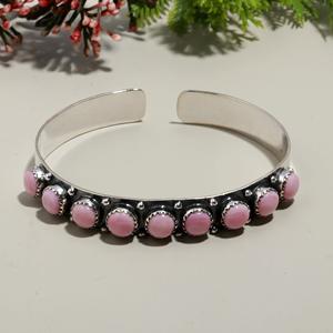 Elegante diseñador 925 plata esterlina sólida Rosa Concha piedra preciosa brazalete clásico mexicano Navajo joyería para ocasiones de regalo - Product Image 3